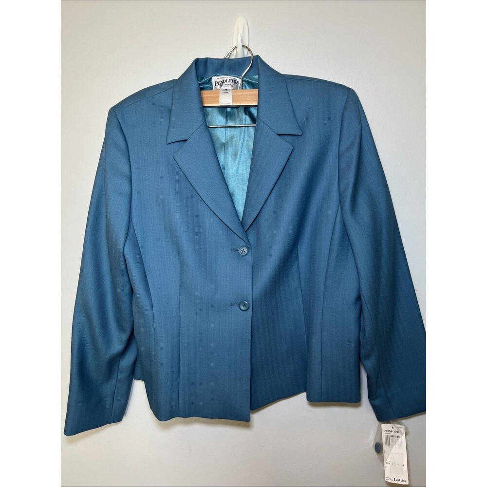 Pendleton Women’s Blazer 100% Virgin Wool 16P Petite Blue Classic NWT NEW W Tags